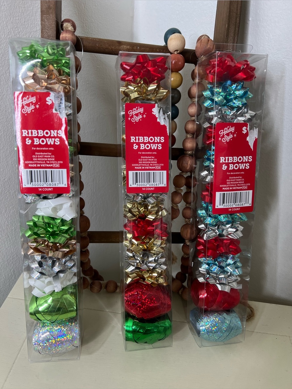 Brand New-Holiday Style-Set of 3 Ribbons & Bows